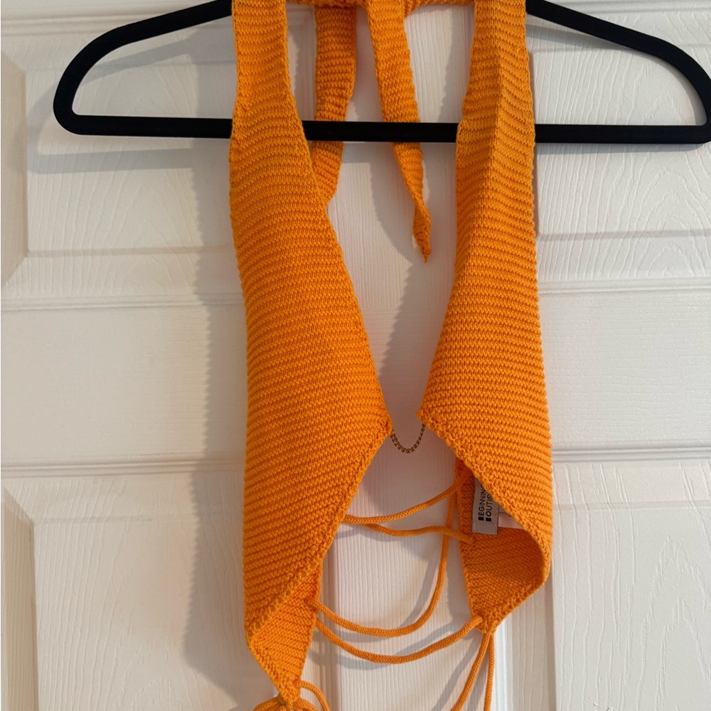 Beginning Boutique Orange Knit Crop Top
